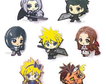 FF7 Pins: Cloud, Zack, Sephiroth, Tifa, Aerith, Red XIII