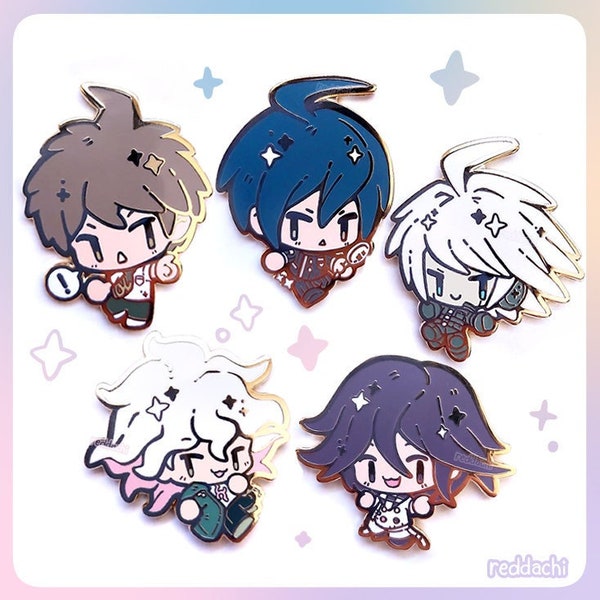 Dangron Enamel Pins Vol 1: Hinata Hajime, Shuichi Saihara, K1-B0 (Kiibo), Nagito Komaeda, Ouma Kokichi