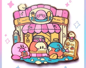 2.6" XL Enamel Pin: Poyo and Waddle Dee Cafe