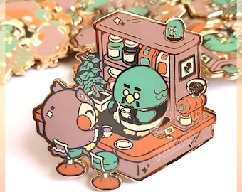 2.6" XLbrewster Cafe Emaille Anstecknadel | Birdster, Blathers, Brewstoid