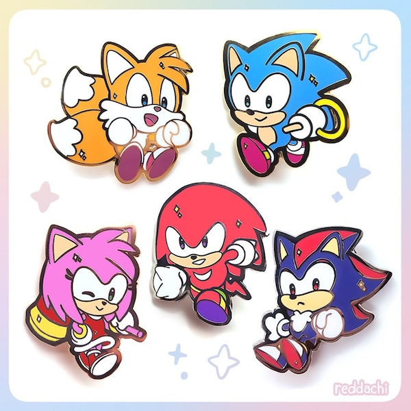 Hedgehog Pins Vol. 1:  Knuckles, Shadow, Tails, Amy, Etc.