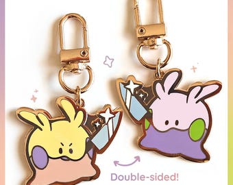 Goomy Double-sided Enamel Charm | Goomy with Knife | Metal Keychain with 2 Unique Sides!