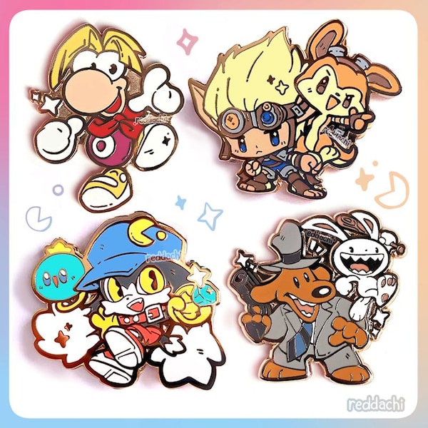 NEW! Raymon, Sam&Max | Nostalgic Video Game Characters Enamel Pins | Raymon, Jak and Dax, Klona, Sam and Max