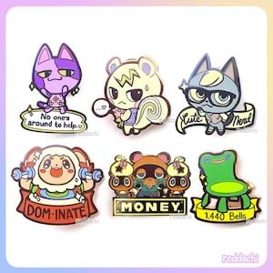 ACNH Enamel Pins | Froggy Chair, Tom Nook, Dom, Raymond, Marshal, Bob