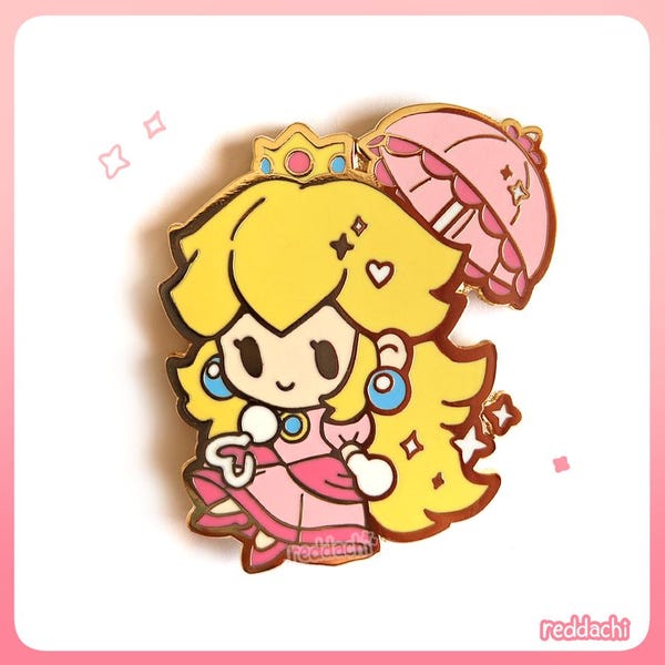 Paper Princess Peach Enamel Pin