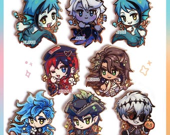 Pines esmaltados TWST Vol. 3 / Floyd y Jade Leech, Azul Ashengrotto, Riddle Rosehearts, Leona Kingscholar, Idia Shroud, Malleus Draconia, Skully