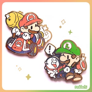 Mar10 Bros Enamel Pins | Paper Kart, Luigi's Mansion