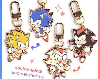 Double-sided Hedgehog Enamel Charms | Super Sonlc and Super Shadow