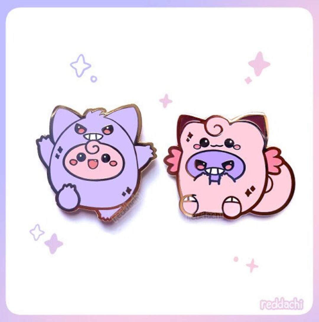 Gengar and Clefable Enamel Pins - Etsy UK