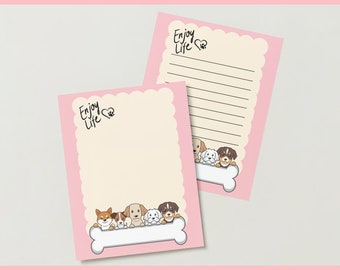 Printable Dog Stationery, Puppy Journal Paper, Lined and Unlined ...