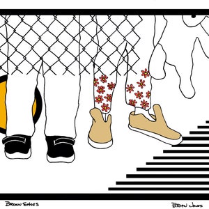 Brown Shoes, Fine Art Print, Art Print, Giclee Print, Giclee Fine Art, Giclee Fine Art Print, Line Drawing Art, Line Drawing, Minimalist Art