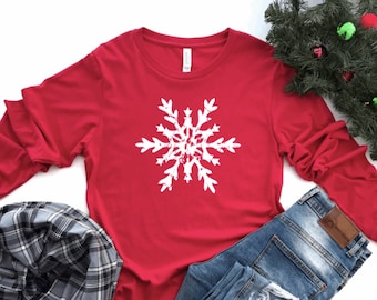 Distressed Snowflake Christmas Shirt:  Graphic Shirt