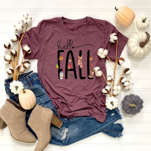 Hello Fall Shirt, Fall Shirts, Pumpkin Shirt, Autumn Shirt, Thanksgiving Shirt, Happy Fall Shirt, Fall Pumpkin, Halloween Shirt, Fall Tee