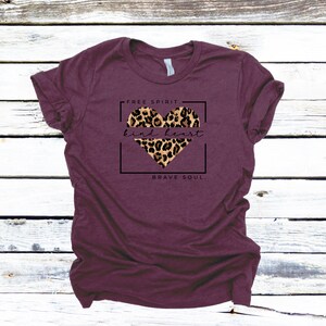 Leopard Print Heart Tee: Free Spirit Brave Soul Graphic Shirt
