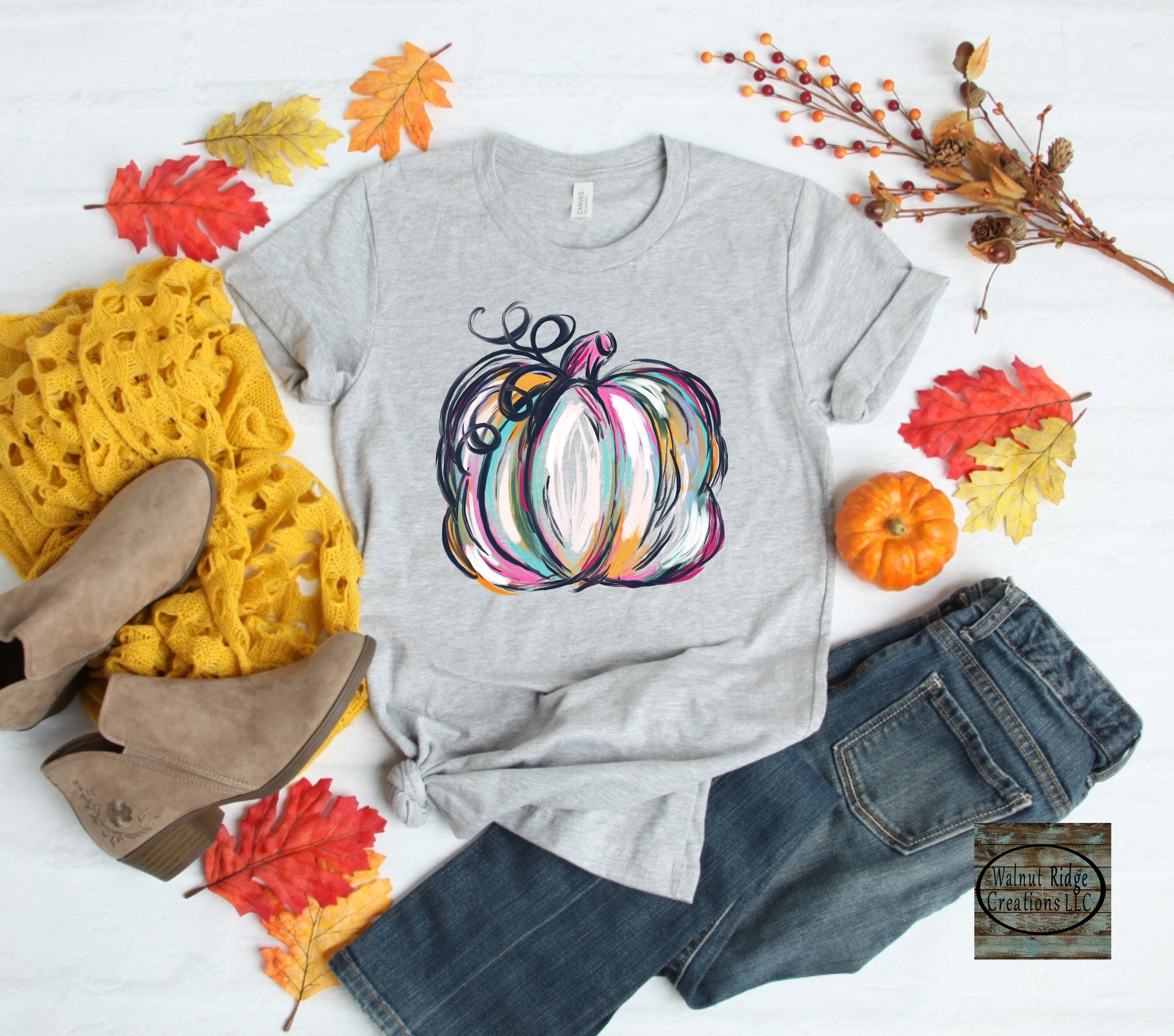 Fall Shirts Colorful Watercolor Pumpkin Shirt Fall Graphic - Etsy