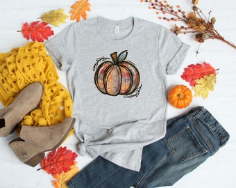Watercolor Pumpkin Tie-Dye Fall T-Shirt
