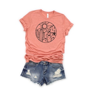 Desert Shirt, Cactus Plants, T-Shirt For Women, Cactus Shirt, Desert Adventure Shirt, Arizona Shirt, Cute Cactus Shirt, Cactus Scene Shirt