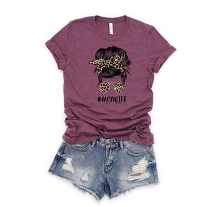 Mom Life Shirt, Leopard Cheetah Print with Messy Bun, Mom Life Shirt, Messy Mom Bun Leopard Sunglasses Shirt, Leopard Mom Shirt, Mama Shirt