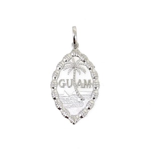 Silver White Guam Seal Thick Bamboo Pendant