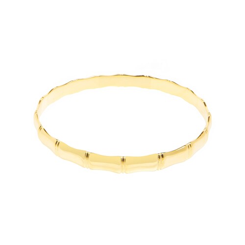 Silver Yellow Bamboo Bangle Bracelet Plain, 7MM