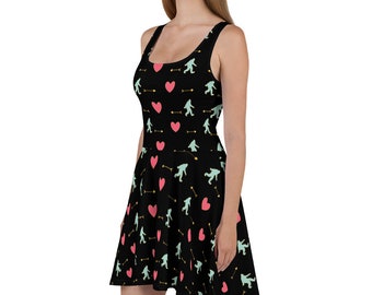 Bigfoot Dress - Hearts & Arrows | Bigfoot Gift Idea for Her | Cryptid Gifts | Sasquatch Gifts | Funny Gift Idea