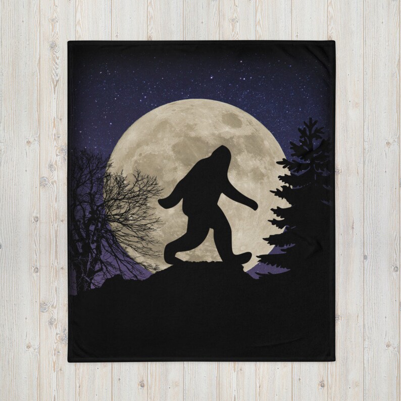 Bigfoot Blanket Father's Day Gift Idea Bigfoot Gift Idea Cabin Decor Bigfoot Moon Sasquatch Gift Funny Gift Idea Bigfoot Gifts image 1