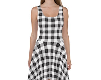 Bigfoot Dress - Black & White Plaid | Bigfoot Gifts for Her | Bigfoot Christmas Gift Idea | Bigfoot Mother's Day | Sasquatch Gifts | Cryptid