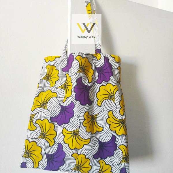 Tote Bag in wax pattern Purple and Yellow Wedding Flower