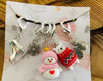 Sets 5 Stitch markers winter theme