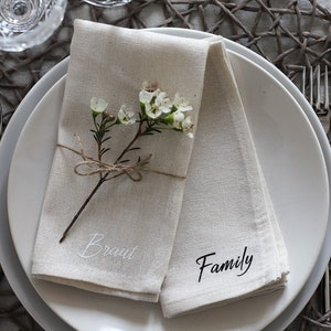 Personalized name tags/place cards cloth napkins cotton cream beige table decoration wedding event dinner Christmas festival celebration