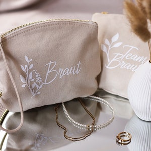 personalisierte Kosmetiktasche aus Bio Baumwolle Geschenk Jga, Junggesellinnenabschied, Hochzeit, Braut, Bräute, Brautjungfern