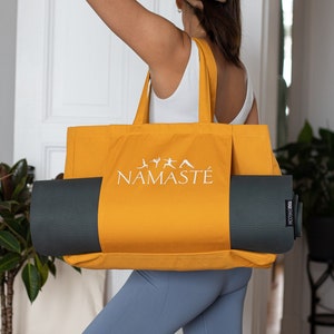 Personalisierbar/ Yogatasche /Strandtasche / Sporttasche aus Bio Baumwolle -Namaste