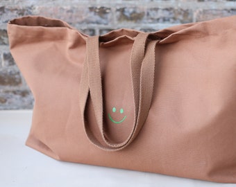 XXL Große Baumwolle Tasche / Shopper / Strandtasche Smiley Oversize