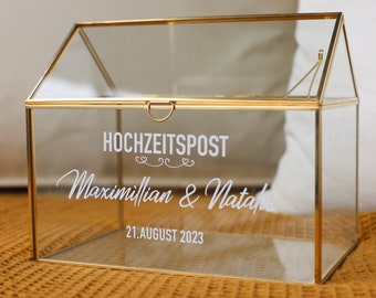 Wedding Post Box for Money Gifts Cards Wedding Personalized Wedding Decoration Glass House Gold