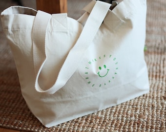 personalized shopper, beach bag, tote bag, shopping bag, favorite person, name, saying, customizable, organic cotton, bag