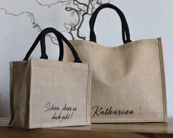 Bolsa de yute personalizada / asas negras / shopper / bolsa / bolsa JGA bolsa de yute