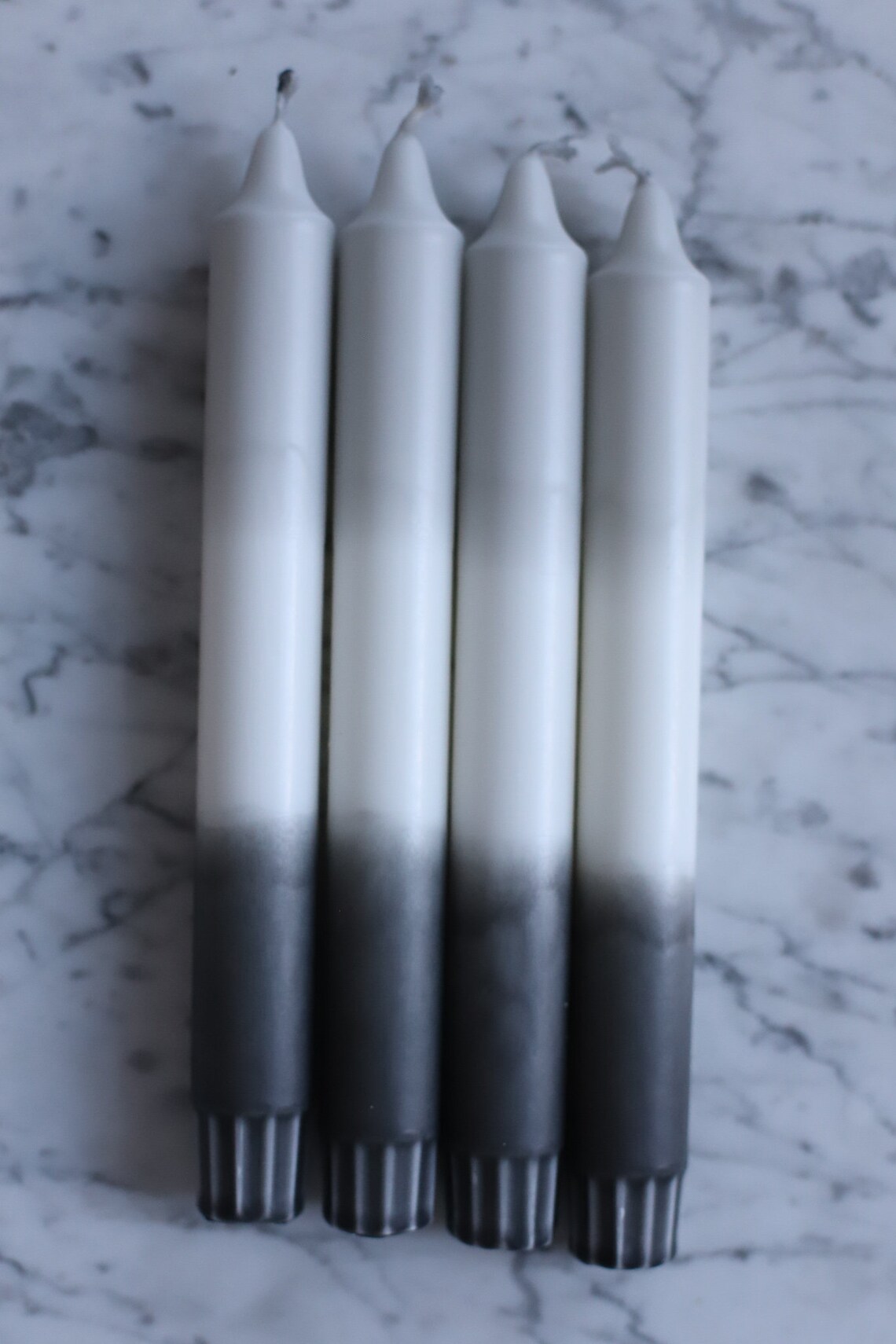 4 piece stick candles vegan dip dye candles candle black grey Etsy