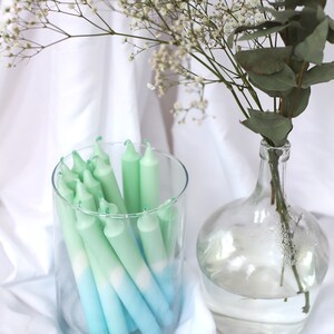 No. 54 Ocean Stearin Candles, Dip Dye, Blue Green Pastel, Handmade, Gift, Birthday, Easter, Spring image 10