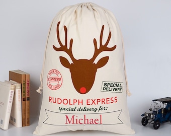 Personalized Christmas Santa Sack: Cotton Gift Bag for Kids