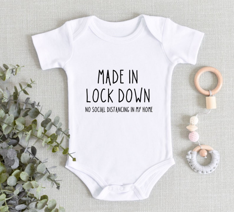 Made in lockdown Baby grow announcement 2020 bodysuit social image 0