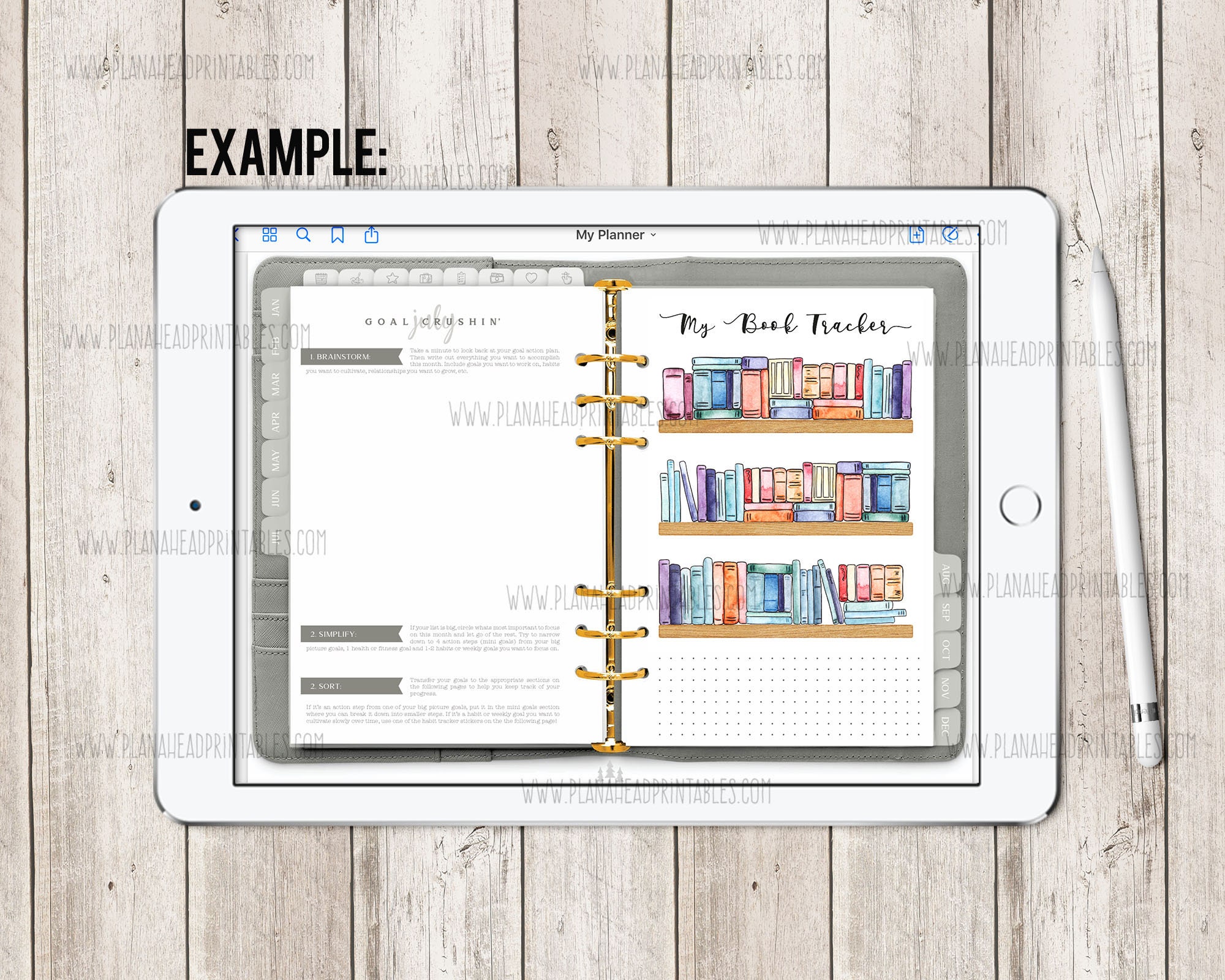 Book Tracker Digital Planner Notebook Insert Goodnotes Ipad Etsy