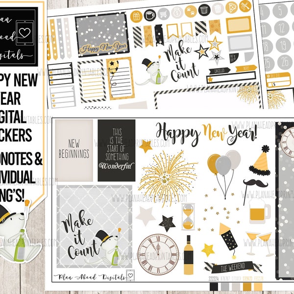 LADENSCHLUSS! Happy New Year Digital Sticker | GoodNotes, iPad und Android