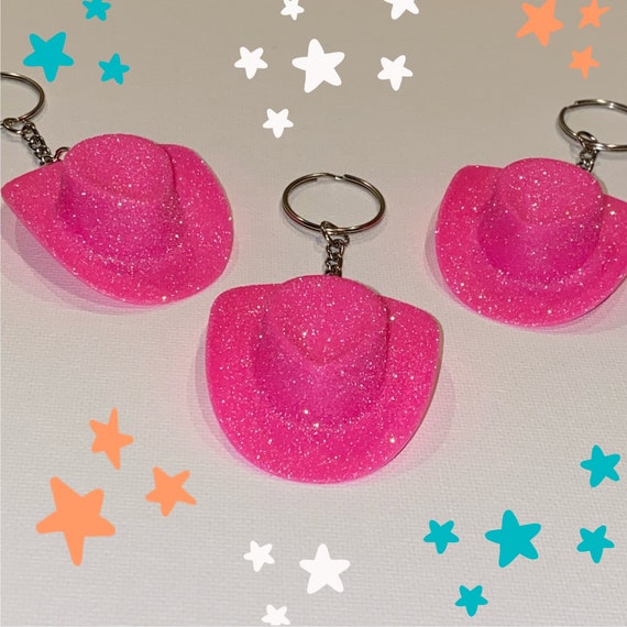 Pink Glitter Cowboy Hat Keychain