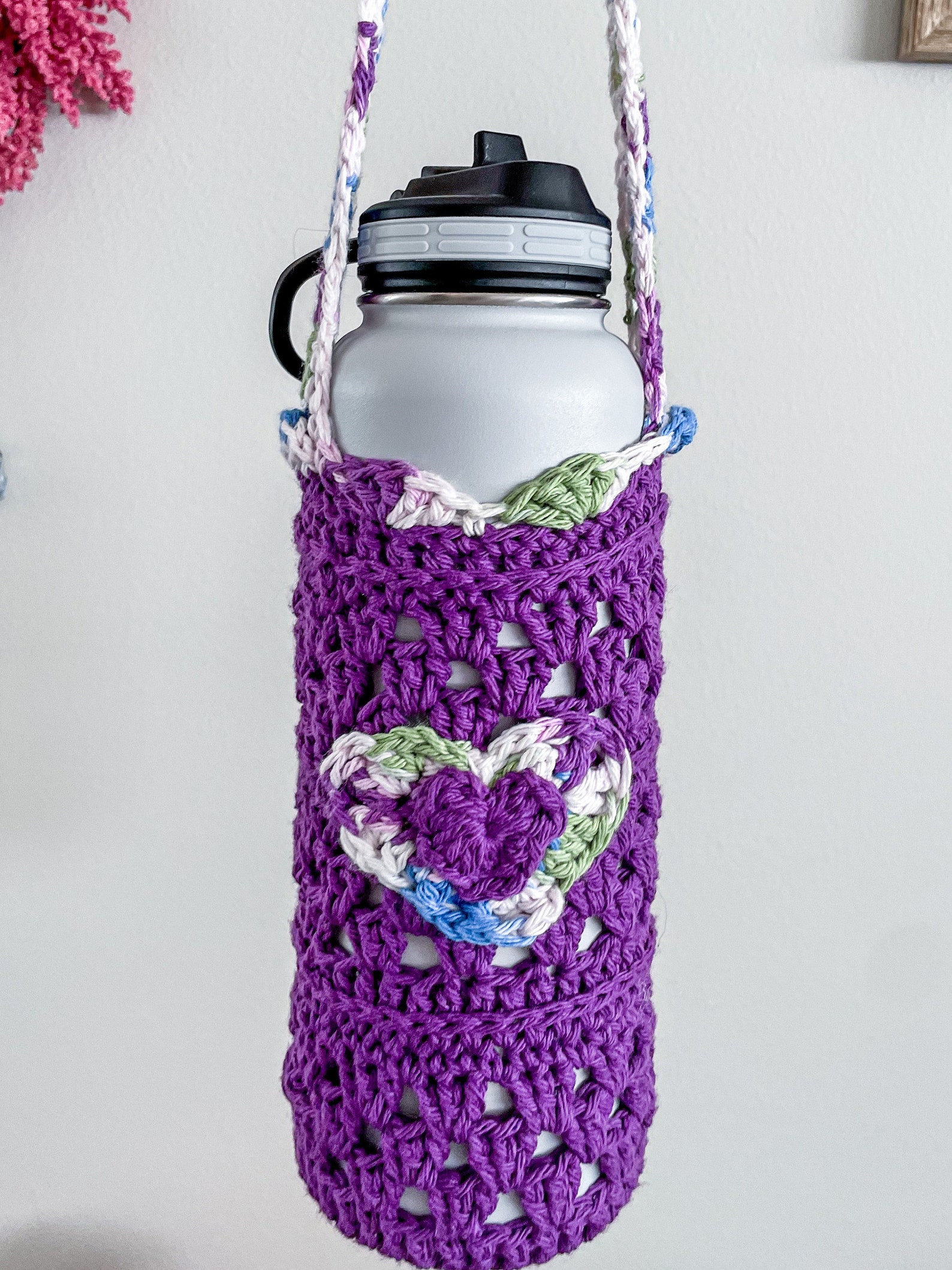 Crochet Water Bottle Bag Hydro Flask Bag Thermo Flask Bag Etsy