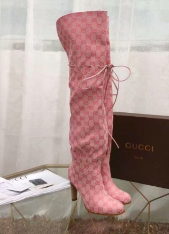 gucci red thigh high boots