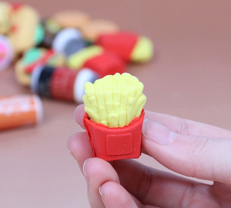 Pack of 6 Creative Food Erasers Student's Rubber Etsy