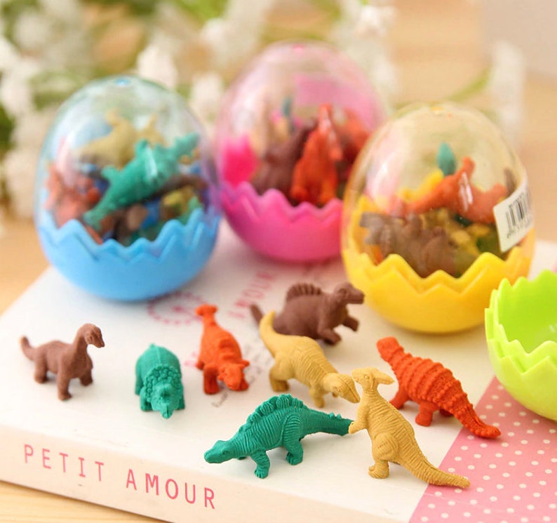 Pack of 7 Mini Dinosaur Erasers Student's Rubber Etsy