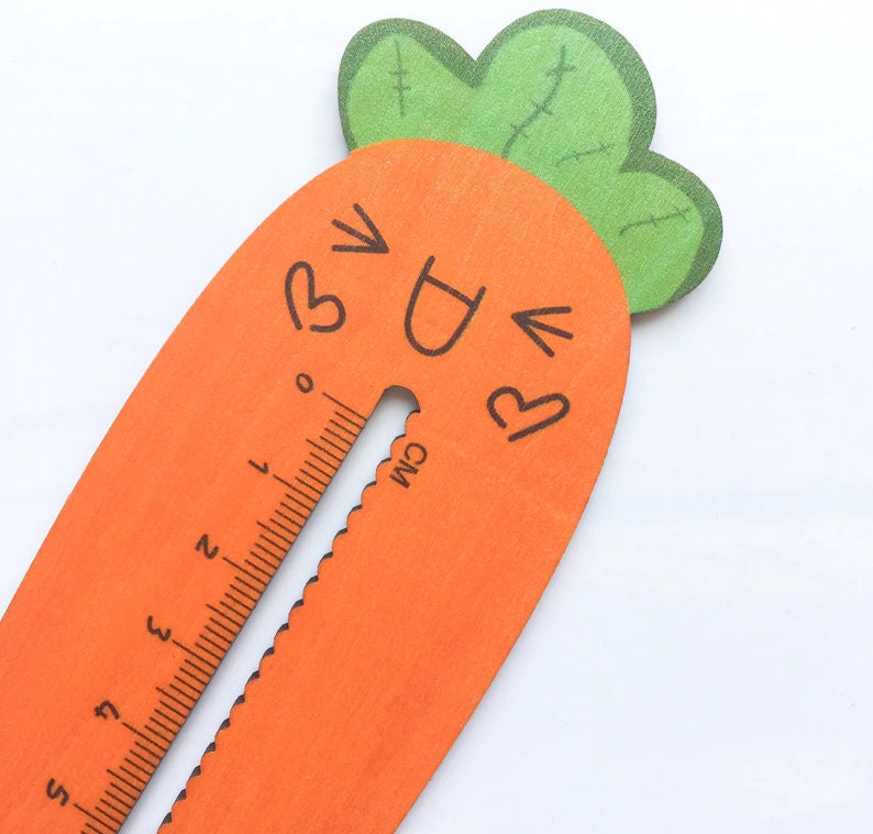 2 Pc 15 Cm Cute Carrot Wooden Ruler Student's Ruler Etsy