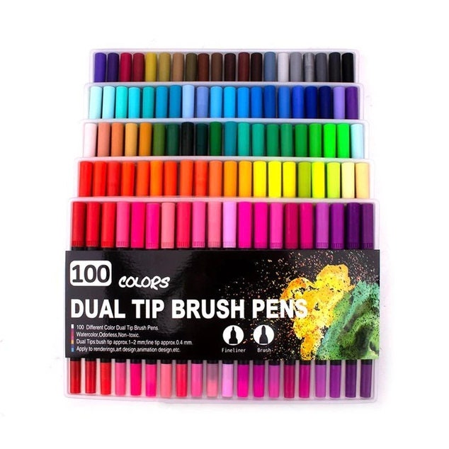 Set of 12/24/36/48/60/72/100/120 Dual Tip Brush Art Marker Pen - Etsy