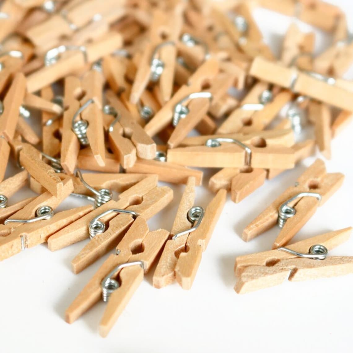 Pack of 50 Mini Natural Wooden Clips Paper Clips Etsy
